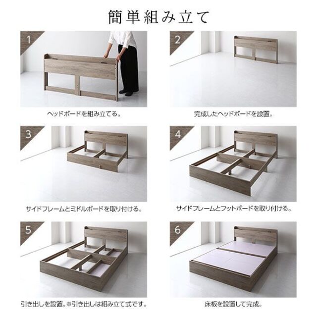 全品送料無料】 送料無料 ダブルベッド マットレス付き 保証 収納・棚