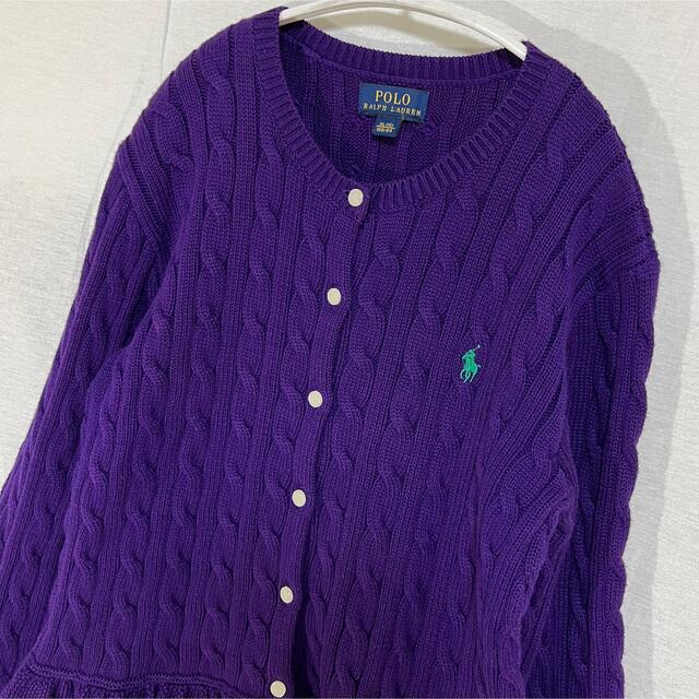 POLO RALPH LAUREN(ポロラルフローレン)のポロ ラルフローレン★裾フリル ケーブルニット カーディガン フィッシャーマン レディースのトップス(カーディガン)の商品写真