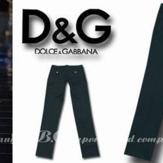 人気 ブランド 服をチェック - 最新トレンドファッション DOLCE&GABBANAドルガバブラックラインコットンパンツ46☆ネイビー×黒 パンツ