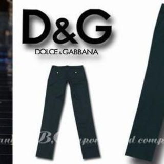 ドルチェアンドガッバーナ(DOLCE&GABBANA)のDOLCE&GABBANAドルガバブラックラインコットンパンツ46★ネイビー×黒(デニム/ジーンズ)