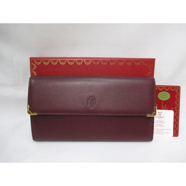財布 未使用に近い CARTIER カルティエ 長財布 カルティエレッド 本物