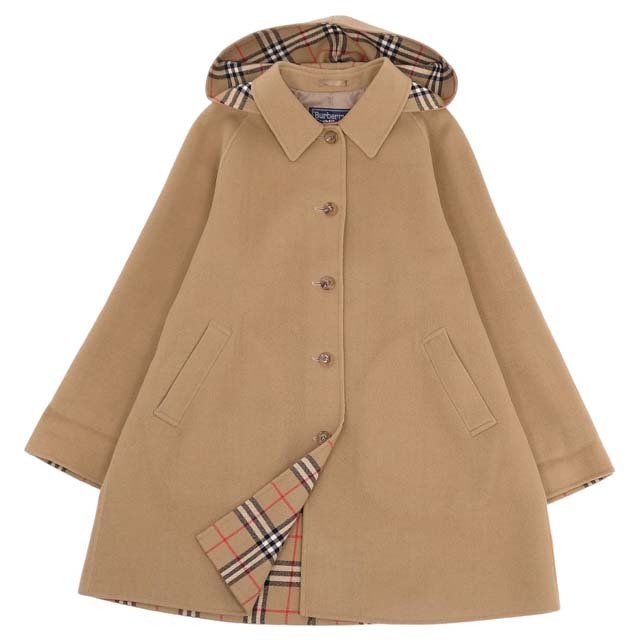 BURBERRY(バーバリー)のVintage バーバリー コート フード付き ウール カシミヤ 15 ベージュ レディースのジャケット/アウター(その他)の商品写真