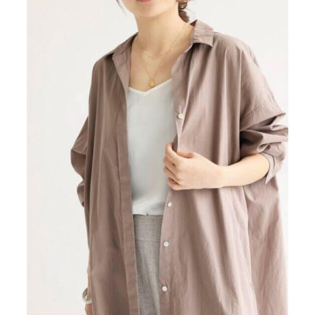 IENA コットンシルク ロング シャツワンピース ベージュ IENA コットンシルク ロング シャツワンピース ベージュ