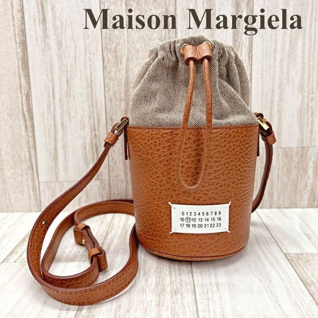 【通販 人気】 Maison Martin Margiela - メゾンマルジェラ ショルダーバッグ マイクロバケット 5AC ブラウン ショルダーバッグ