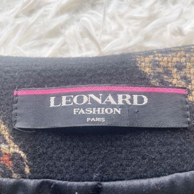 【高級感】レオナール ウール・カシミヤ混 ブラック ロングコート