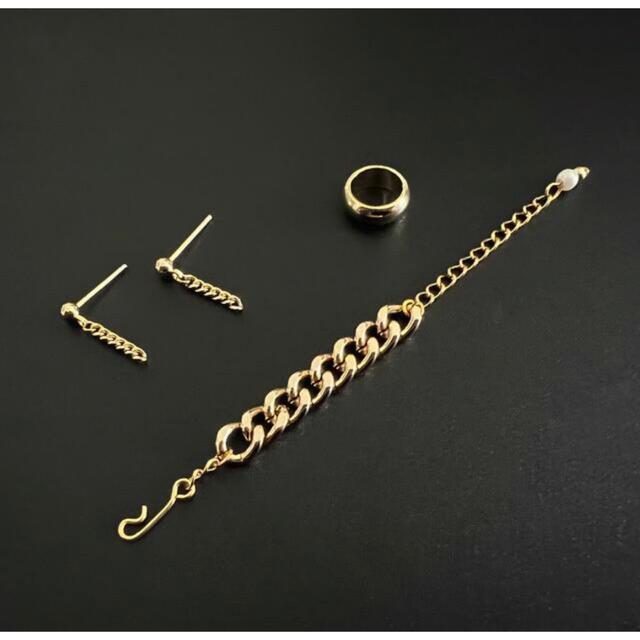 Chunky Chain Necklace アクセサリーセット gold  ハンドメイドのぬいぐるみ/人形(その他)の商品写真