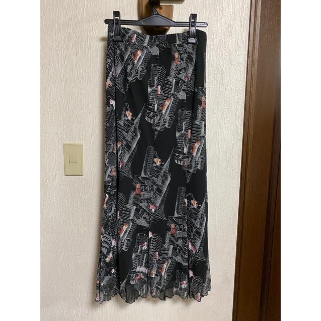 クニオコレクション　ブラック系ロングスカート定価18900円(未使用、実家保管品のサムネイル
