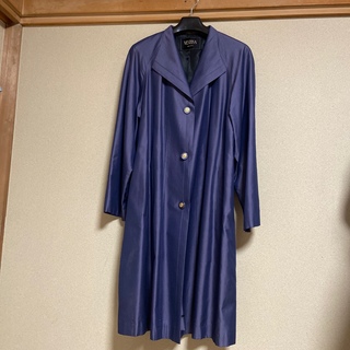 東京スタイル　シルク コート　トレンチ　ロング　高級感　紺色　ブルー　羽織り　9(トレンチコート)