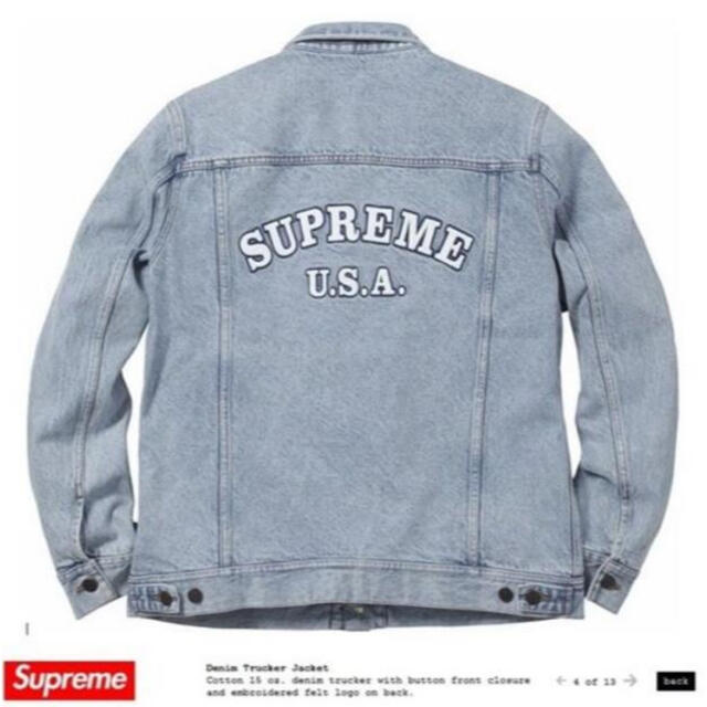 美品 Supreme 16SS Denim Trucker Jacket 青 S