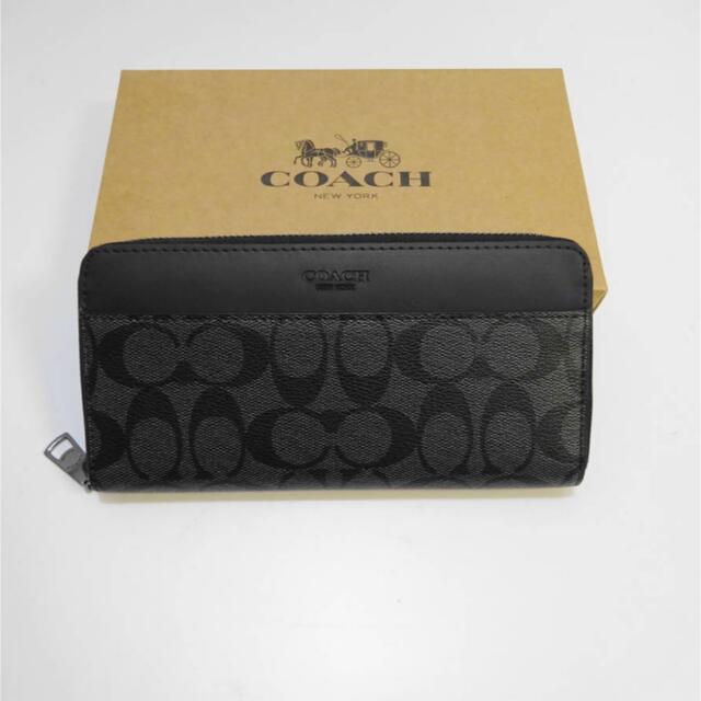 新品-未使用】コーチ COACH シグネチャー チャコール×ブラック 長財布 ...
