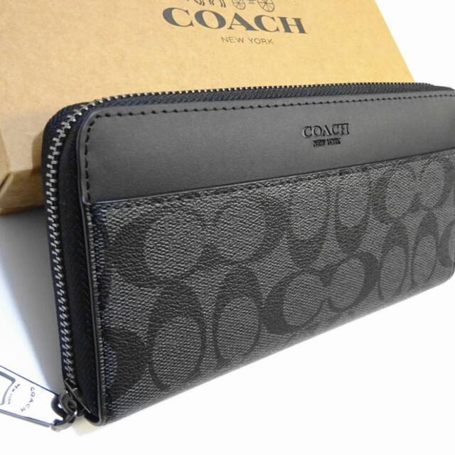 COACH(コーチ)の【新品-未使用】コーチ COACH シグネチャー チャコール×ブラック 長財布 メンズのファッション小物(長財布)の商品写真