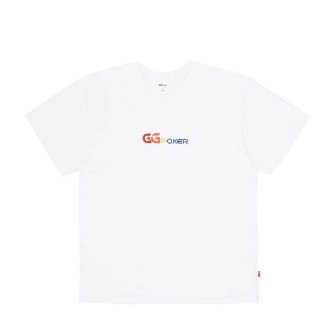 [M] GG POKER Tシャツ 白 レインボーロゴ