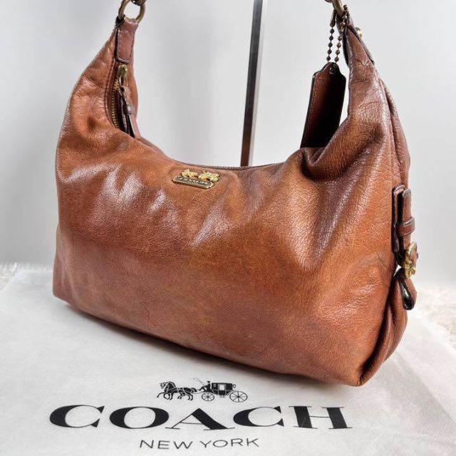 ✨美品✨ COACH コーチ　ワンショルダーバッグ　馬車金具　バケット　ブラウン | フリマアプリ ラクマ