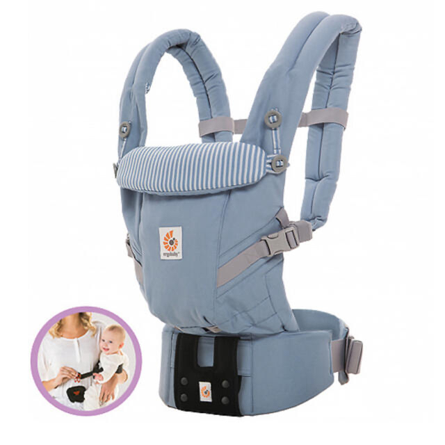 Ergobaby(エルゴベビー)のエルゴベビー    ERGO BABY アダプト　アズールブルー　おまけ付き キッズ/ベビー/マタニティの外出/移動用品(抱っこひも/おんぶひも)の商品写真