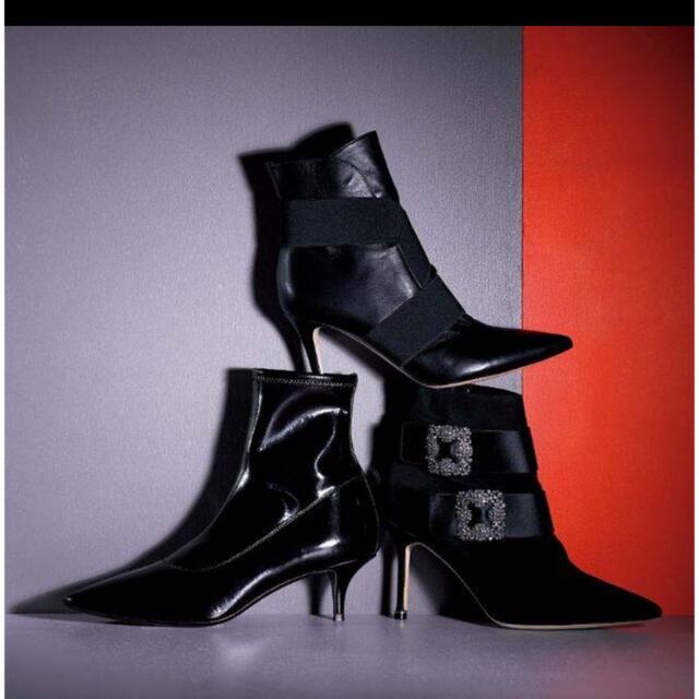 シューズ MANOLO BLAHNIK - MANOLO BLAHNIK ブラックショートブーティ