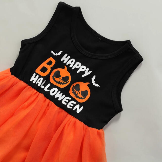 新品 ハロウィン コスチューム 女の子 オレンジ頭巾 90 キッズ/ベビー/マタニティのキッズ服女の子用(90cm~)(ワンピース)の商品写真