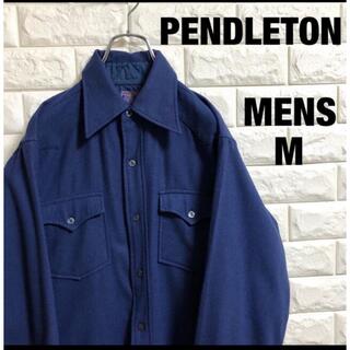 ペンドルトン(PENDLETON)のペンドルトン 長袖シャツ USA製 ウール100% ネイビー　メンズMサイズ(シャツ)