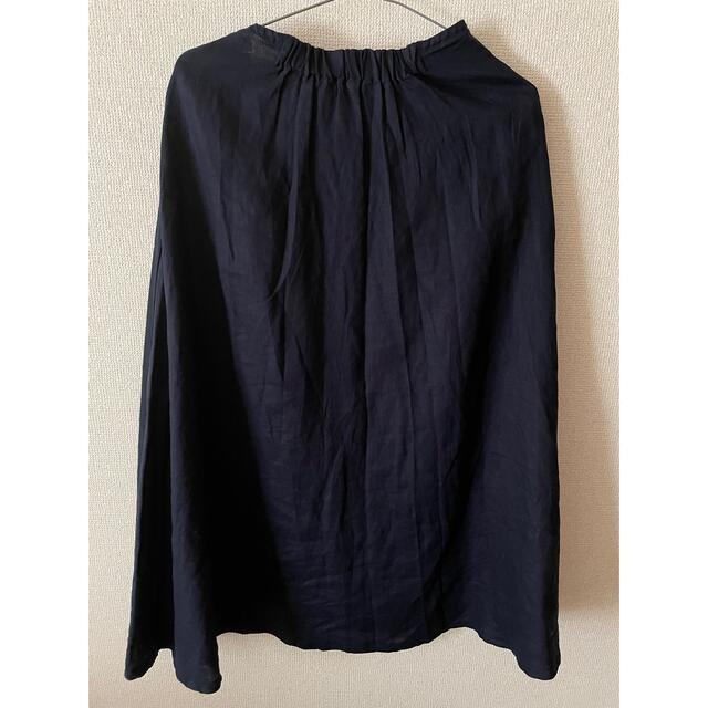 MUJI (無印良品)(ムジルシリョウヒン)の無印　フレンチリネンフレアスカート　ネイビー レディースのスカート(ロングスカート)の商品写真