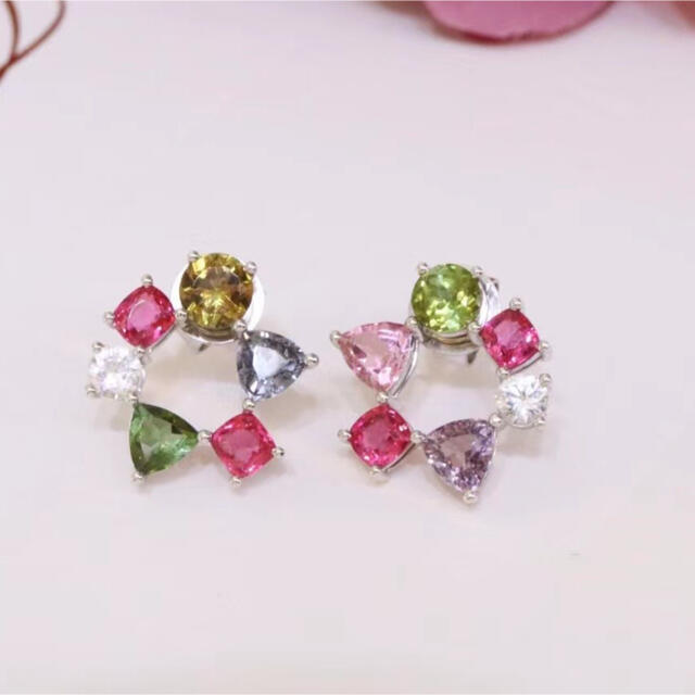 定番 天然 スピネル f k18 4.135ct ピアス サファイア ピアス - www