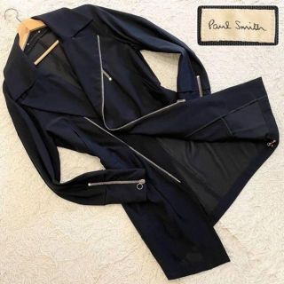 極美品⭐️Paul Smith ライダース ロングコート メッシュ生地 ネイビー