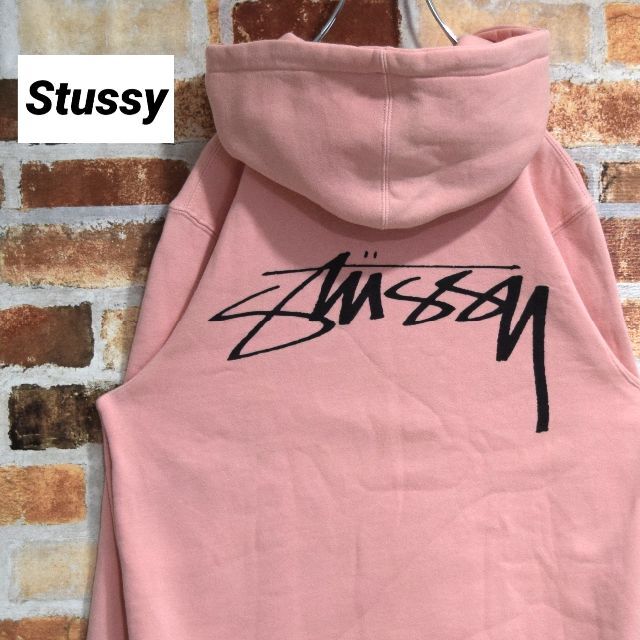 正規品直輸入 Stussy ステューシー バックビッグロゴ ピンク Mサイズ パーカー パーカー Www Solidarios Org Br