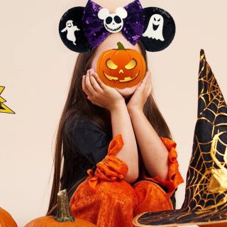 ハロウィン おばけ リボン カチューシャ ミニー コスプレ  ミッキー(アクセサリー)