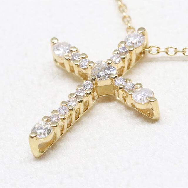 アーカー k18 クロス ダイヤ ネックレス 0.36ct ハートシェイプ - 1