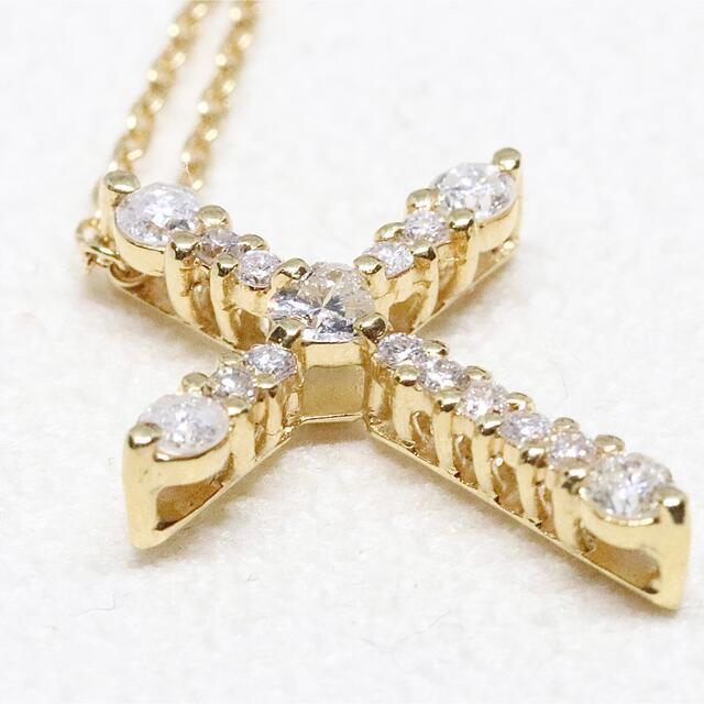 アーカー k18 クロス ダイヤ ネックレス 0.36ct ハートシェイプ - 6