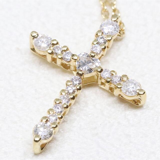 アーカー k18 クロス ダイヤ ネックレス 0.36ct ハートシェイプ - 7