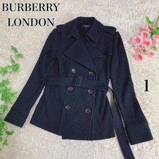 バーバリー(BURBERRY)の美品 バーバリーロンドン  Pコート ニット切り替え カシミヤ混 ノバチェック(ピーコート)