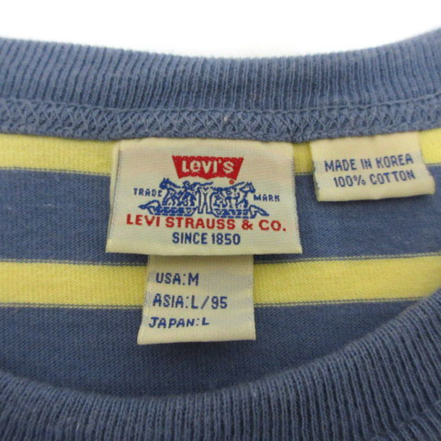 Levi's(リーバイス)のリーバイス Tシャツ 長袖 ロンT ボーダー コットン 青 黄色系 M メンズのトップス(Tシャツ/カットソー(七分/長袖))の商品写真