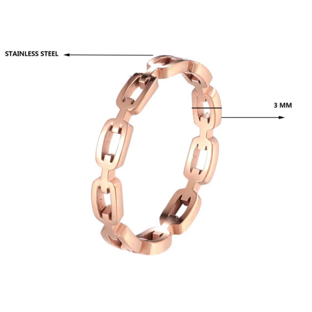 [新品] 指輪 ステンレス シンプル チェーンリング ゴールド 約14号 レディースのアクセサリー(リング(指輪))の商品写真
