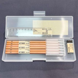 ムジルシリョウヒン(MUJI (無印良品))の【新品】無印良品　文房具セット (筆箱, 鉛筆, 定規, 消しゴム黒かため)(ペンケース/筆箱)