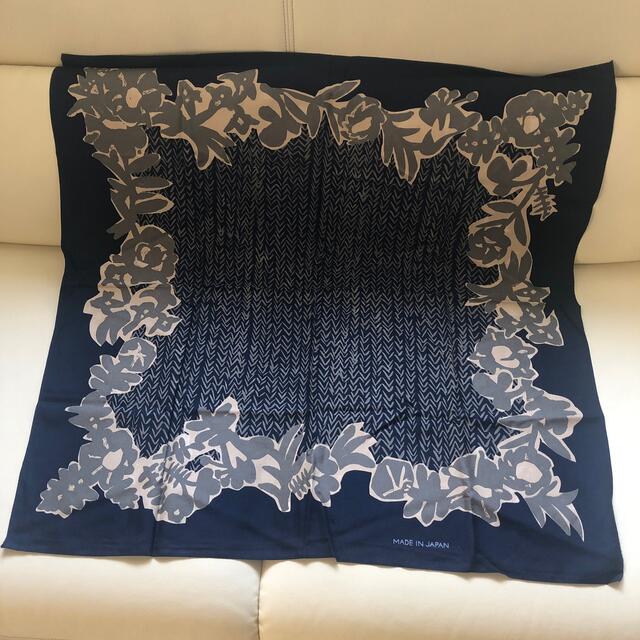 45R✨大判スカーフ FUROSHIKI 花柄 インディゴ 日本製