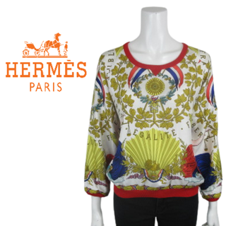 エルメス(Hermes)の【美品】国内正規品 エルメス HERMES フランス革命 総柄 シルク ブラウス(シャツ/ブラウス(長袖/七分))