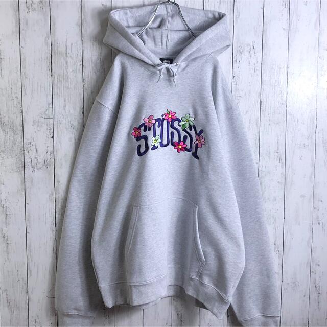 【used】stussy flower hoodie XL
