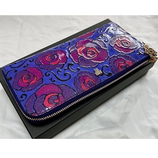 ANNA SUI   新品 アナスイ ネイビー◇マジカルローズ 長財布 薄