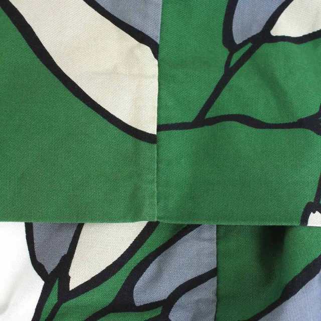 マルニ タイトスカート ひざ丈 総柄 リネン混 38 M 緑 グリーン グレー