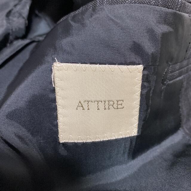 【美品】ATTIRE アタイア　2Bセットアップスーツ　ストライプ　ブラック メンズのスーツ(セットアップ)の商品写真