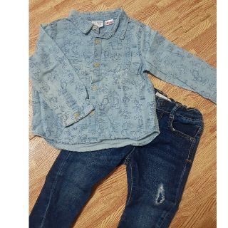 ザラキッズ(ZARA KIDS)のZARAbaby ﾃﾞﾆﾑｼｬﾂ ﾐｯｷｰ(シャツ/カットソー)