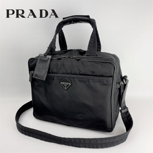 ■PRADA プラダ■ トライアングルロゴ 2WAYキャリーオンバッグ ブラック