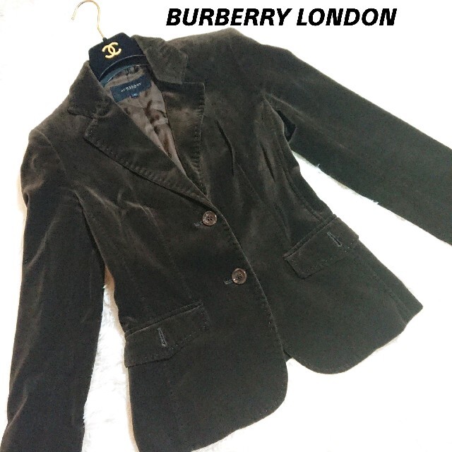 BURBERRY(バーバリー)のバーバリーロンドン ベロアジャケットダブルボタン ノバチェック Lサイズ レディースのジャケット/アウター(テーラードジャケット)の商品写真