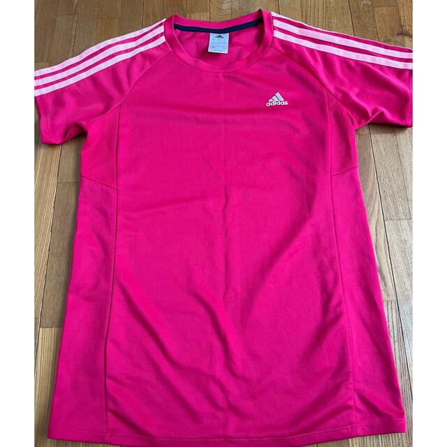 adidas(アディダス)のadidas ピンク　速乾Tシャツ レディースのトップス(Tシャツ(半袖/袖なし))の商品写真