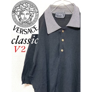 ジャンニヴェルサーチ(Gianni Versace)のVERSACE ベルサーチ ポロシャツ クラシック V2 90s 激レア ML(ポロシャツ)