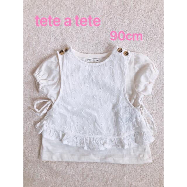 テータテート❁︎花柄コットンベストと半袖のセット　トップス　90cm キッズ/ベビー/マタニティのキッズ服女の子用(90cm~)(Tシャツ/カットソー)の商品写真