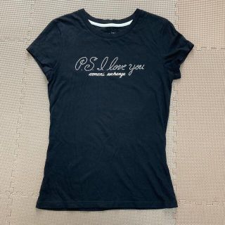 アルマーニエクスチェンジ(ARMANI EXCHANGE)のアルマーニエクスチェンジ パールロゴブラックUネックTシャツ レディース(Tシャツ(半袖/袖なし))