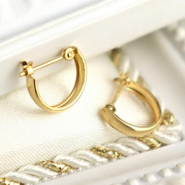 K18 フープピアス 2×10㎜ 上質 日本製【18金・本物 刻印入り】ペアの