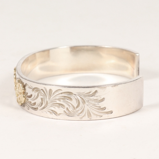 TARO WASHIMI タロウ ワシミ 鷲見太郎 フラワー金メタル付き アラベスクデザイン バングル 12mm Bangle 3 Flower metal 18K シルバー ゴールド M位 アクセサリー【メンズ】 1