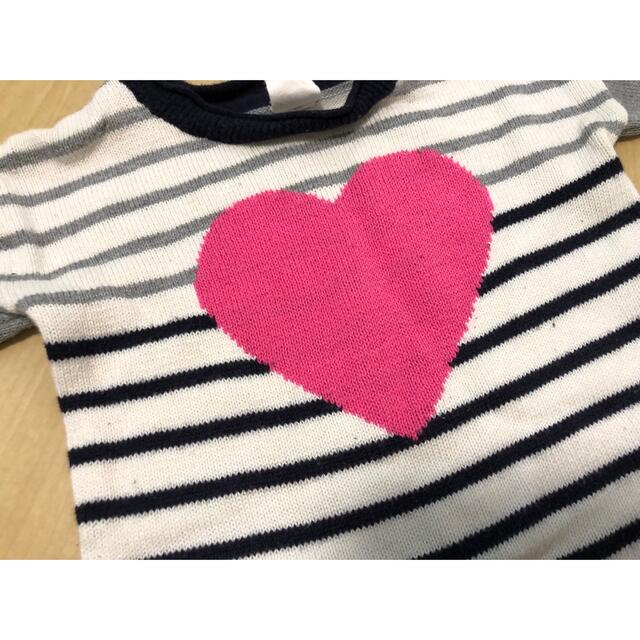 babyGAP(ベビーギャップ)のbaby GAP ギャップ　長袖ニット　ボーダー　ハート キッズ/ベビー/マタニティのキッズ服女の子用(90cm~)(ニット)の商品写真