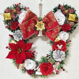 専用】耳型 レッドゴールド Xmas クリスマス ウェルカム フラワー リース